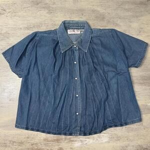 EUC Vintage Denim Pleated Swing top by Beth & Me Size Small